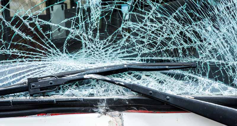 car crash broken windshield